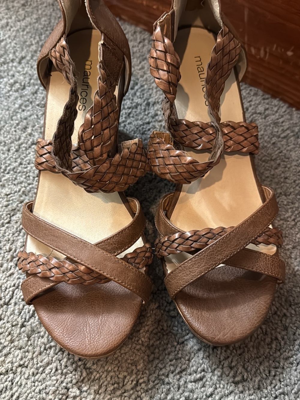 Maurices Brown Braided Strappy Women's Wedges